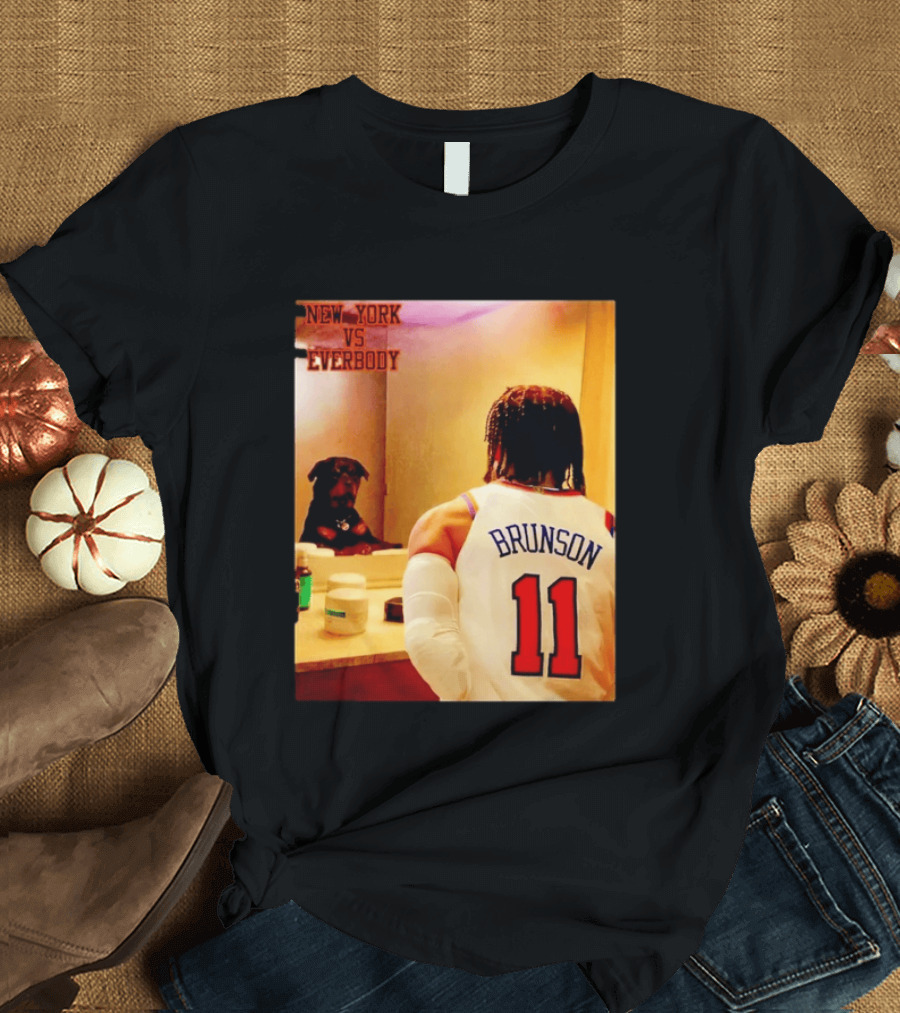 Jalen Brunson 11 New York Knicks Vs Everybody Basketball Mirror Moment T-Shirt