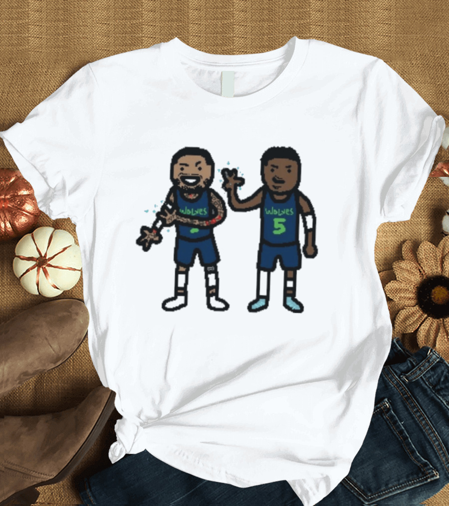 Anthony Edwards Jaden McDaniels Timberwolves 5 Pixel Players T-Shirt