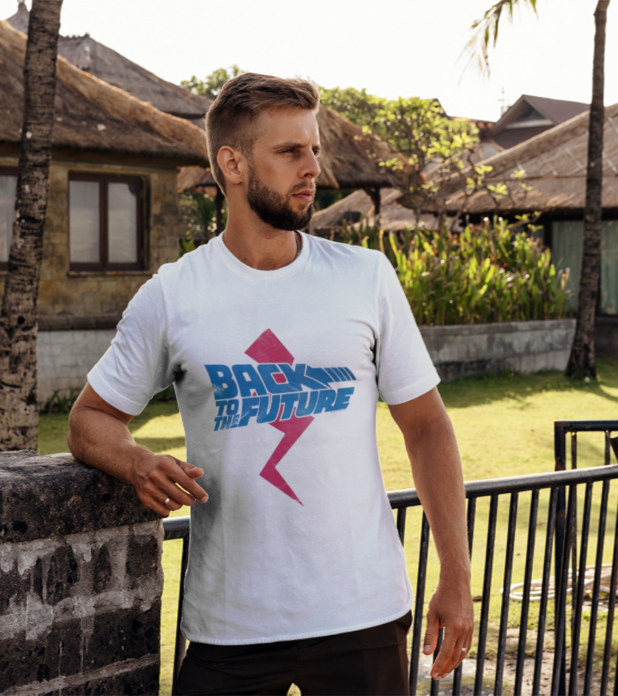 Back To The Future Distressed Lightning Bolt 80s Movie T-Shirt
