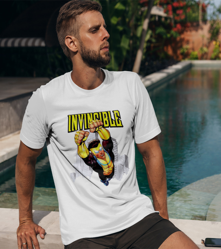 Invincible Mark Grayson Superhero Flying Action Pose T-Shirt