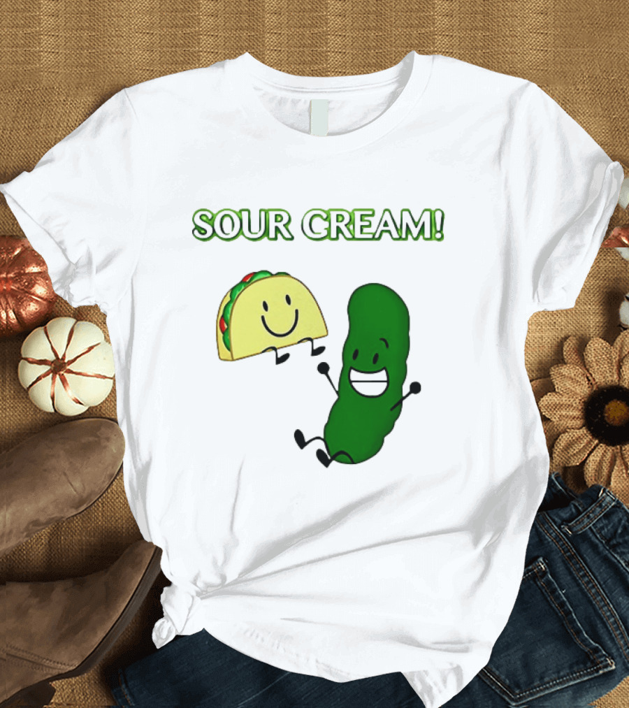 Sour Cream Pickle And Taco Happy Characters T-Shirt