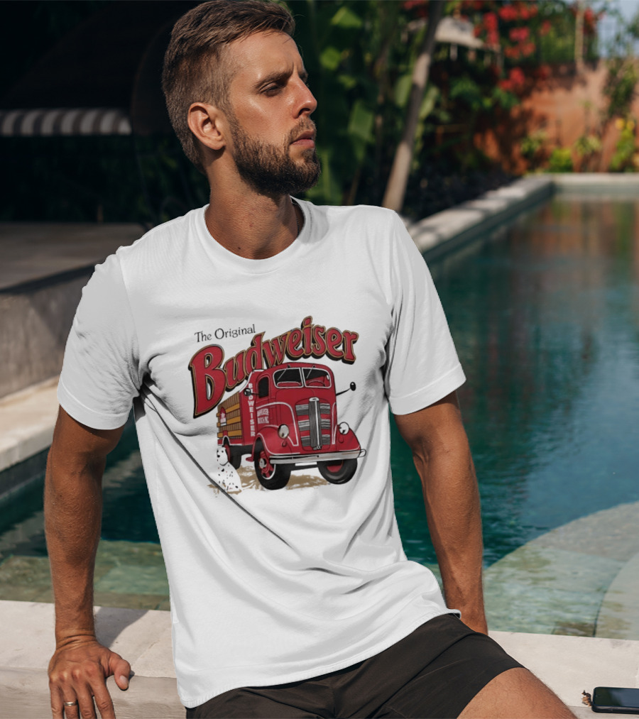 The Original Budweiser Truck With Dalmatian Iconic Beer Brand T-Shirt