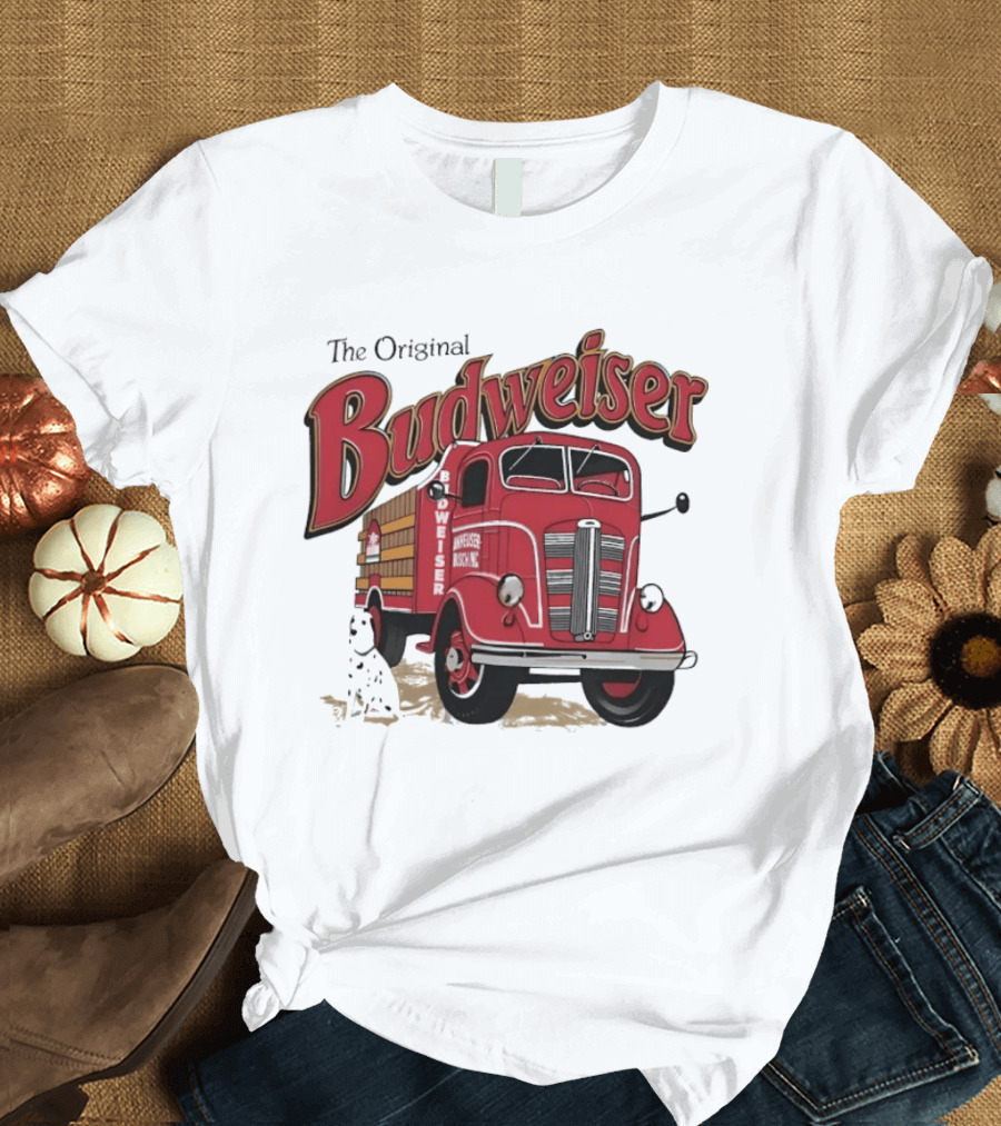 The Original Budweiser Truck With Dalmatian Iconic Beer Brand T-Shirt