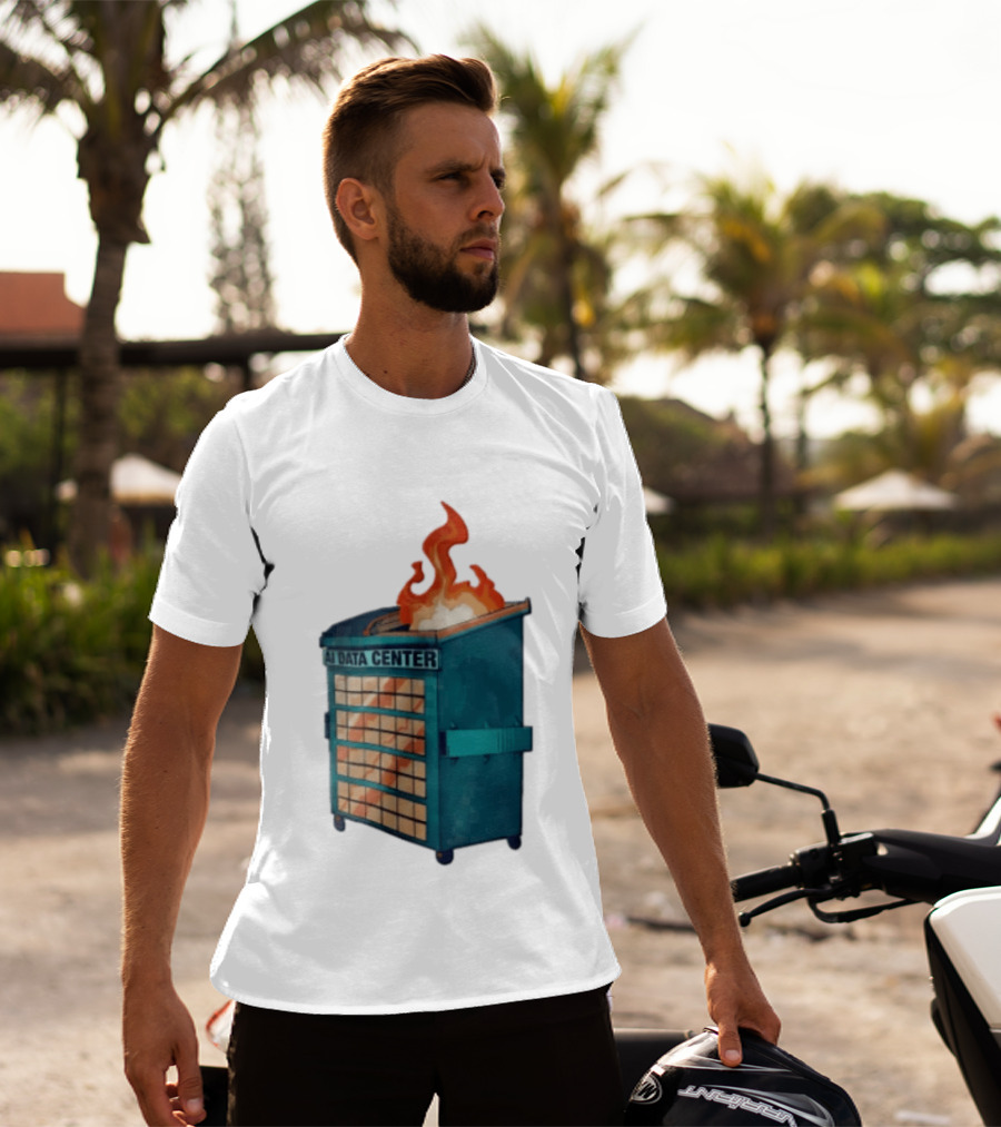 AI Data Center Dumpster On Fire Retro Internet Meme T-Shirt