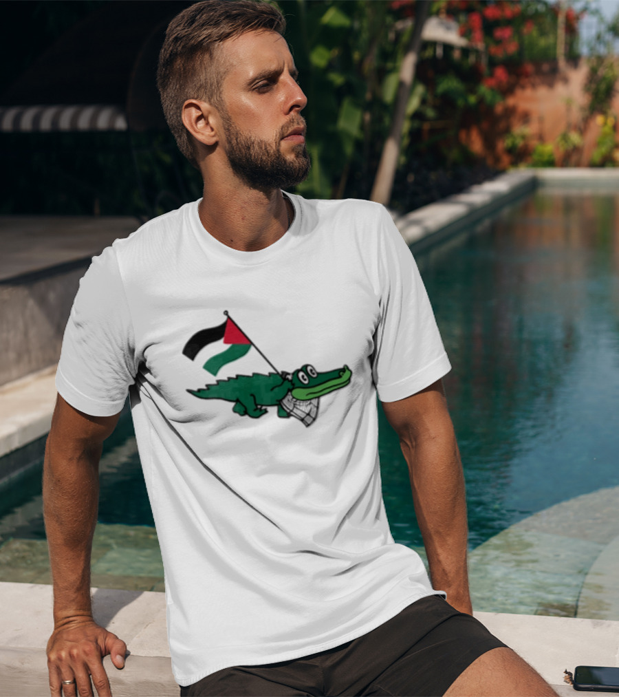 Alligator With Keffiyeh And Red Black Green Flag T-Shirt