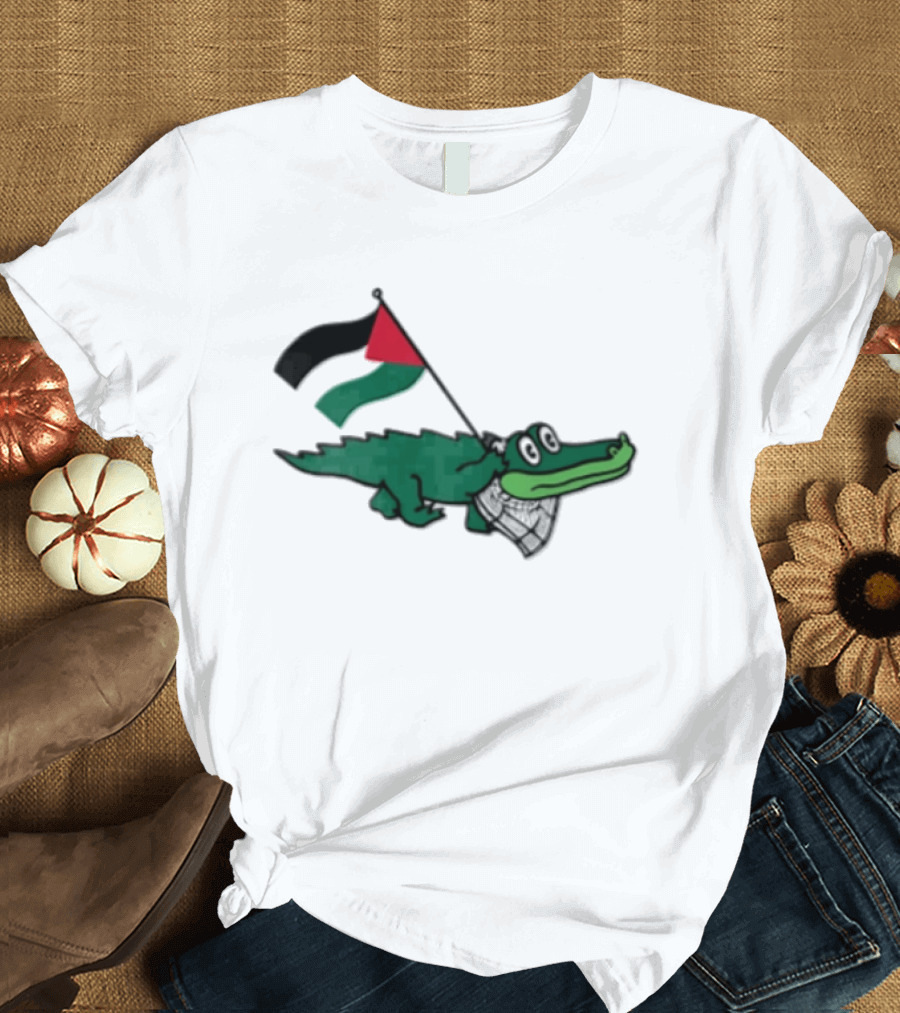 Alligator With Keffiyeh And Red Black Green Flag T-Shirt