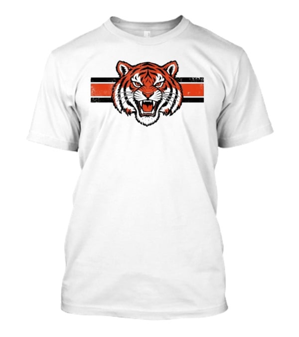 Cincinnati Bengals Distressed Tiger Head Vintage Football Fan Gear T-Shirt