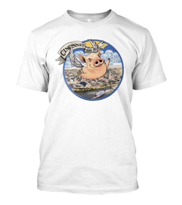 Cincinnati OH Flying Pig Wings Skyline River T-Shirt