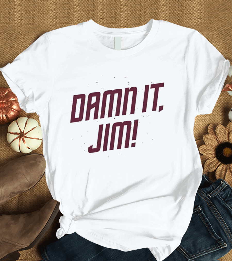 Damn It Jim Bones McCoy Captain Kirk Sci Fi Star Trek Quote Red T-Shirt