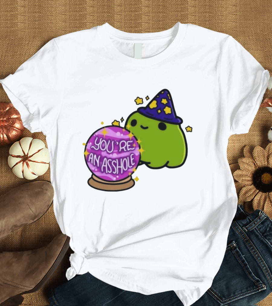 Frog Wizard Starry Hat Crystal Ball You're An Asshole T-Shirt