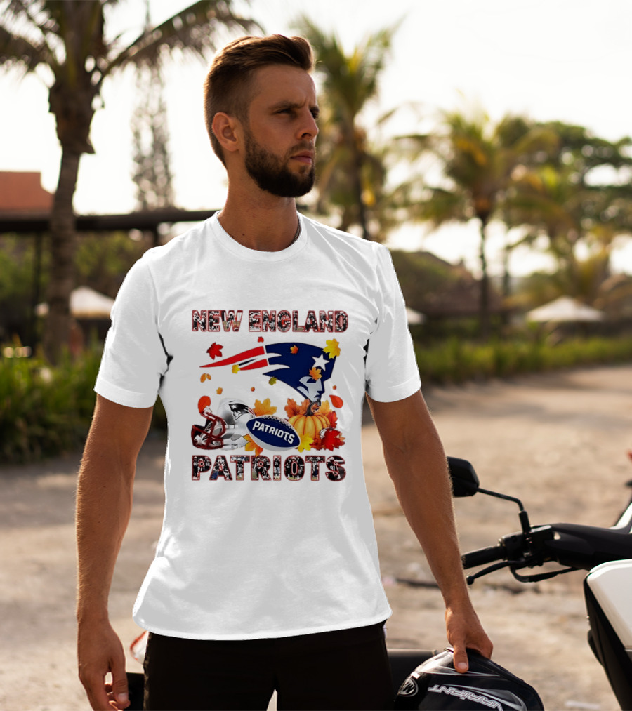 New England Patriots Autumn Leaf Football Celebration 2026 T-Shirt