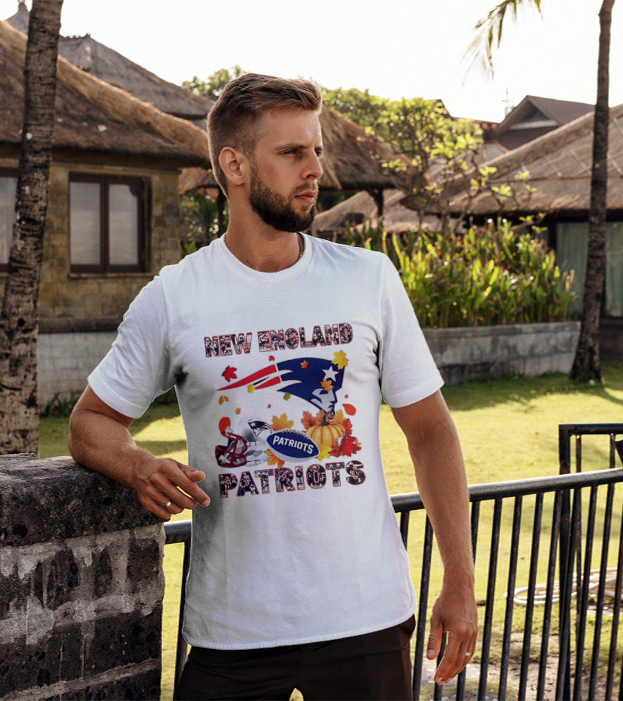 New England Patriots Autumn Leaf Football Celebration 2026 T-Shirt