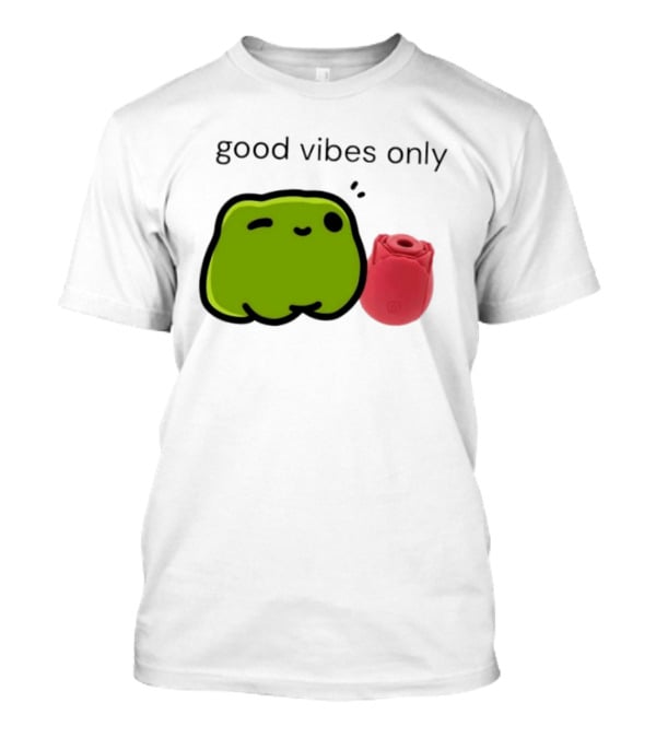 Good Vibes Only Frog Winking With Red Rose Toy T-Shirt