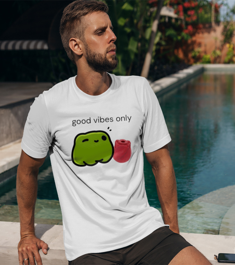 Good Vibes Only Frog Winking With Red Rose Toy T-Shirt