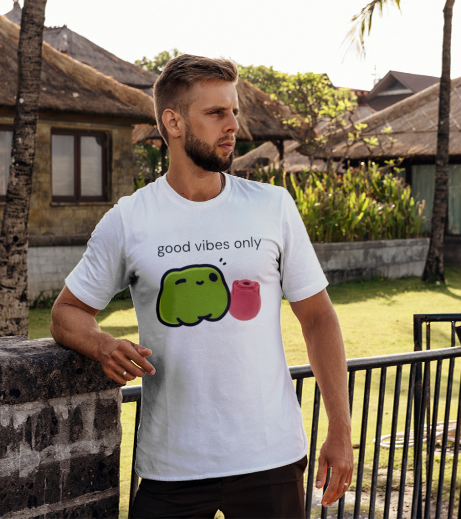 Good Vibes Only Frog Winking With Red Rose Toy T-Shirt