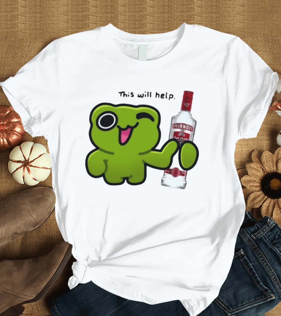 Green Frog Winking This Will Help Smirnoff Vodka T-Shirt