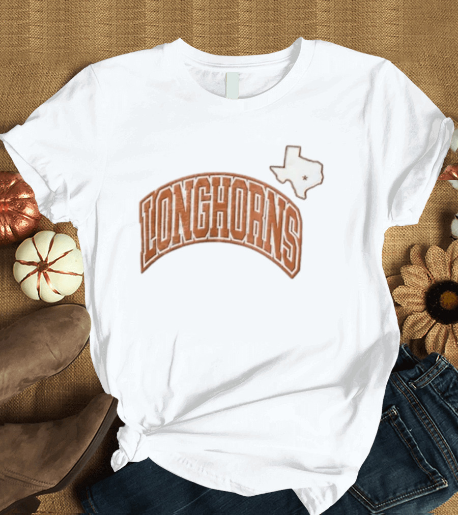 Texas Longhorns NCAA College Sports Longhorns State Map T-Shirt