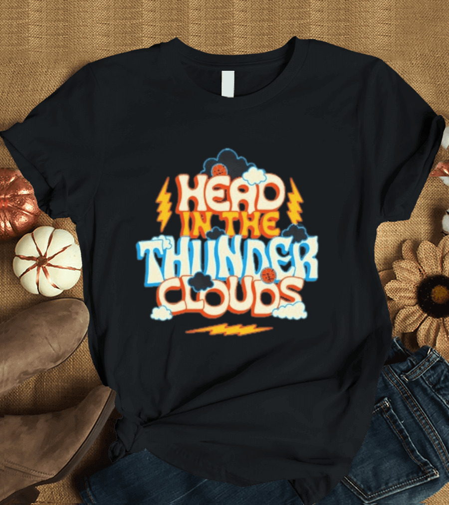 Head In The Thunder Clouds Basketball Lightning And Clouds Ball T-Shirt