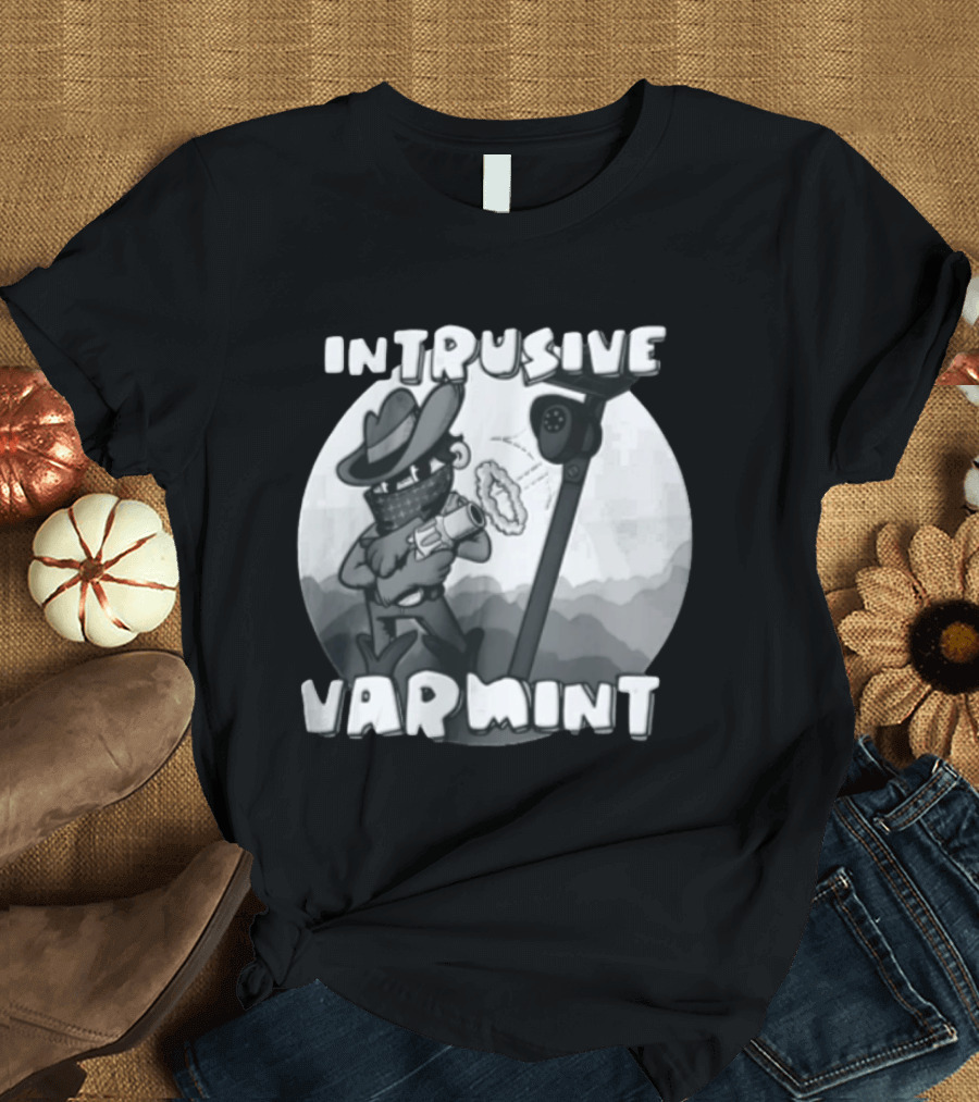 Intrusive Varmint Cowboy Bandit Shooting Security Camera T-Shirt