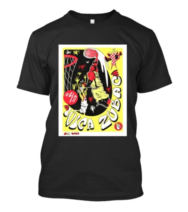 Ivica Zubac No 40 NBA 2026 Basketball Los Angeles Clippers Black Red Yellow T-Shirt