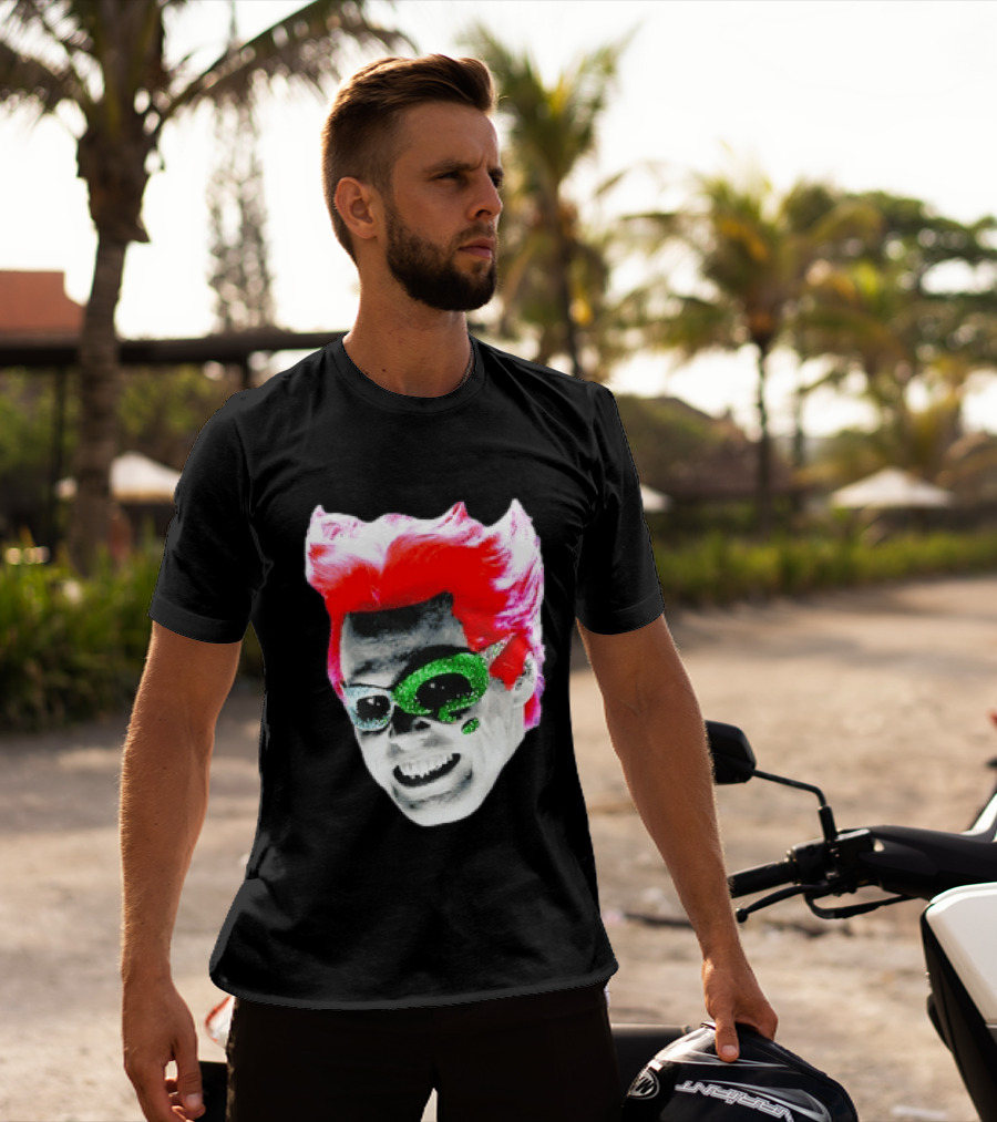 Jim Carrey The Riddler Batman Forever Green Glitter Mask Pink Hair T-Shirt