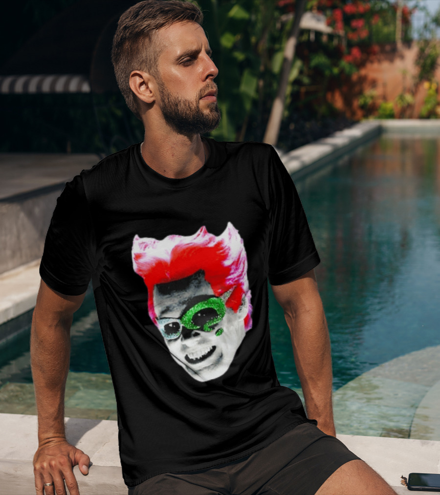 Jim Carrey The Riddler Batman Forever Green Glitter Mask Pink Hair T-Shirt