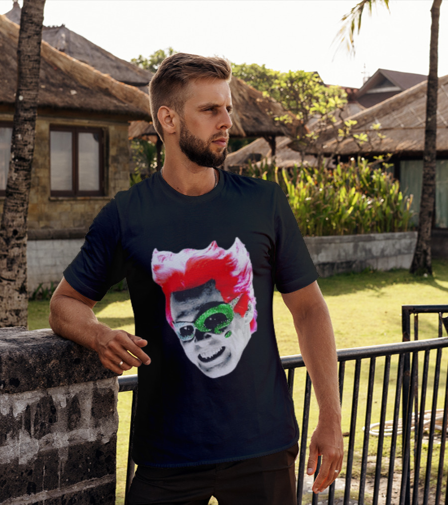 Jim Carrey The Riddler Batman Forever Green Glitter Mask Pink Hair T-Shirt