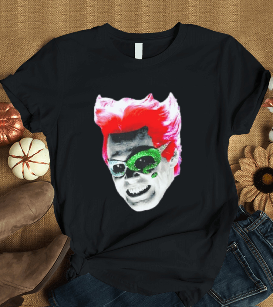 Jim Carrey The Riddler Batman Forever Green Glitter Mask Pink Hair T-Shirt