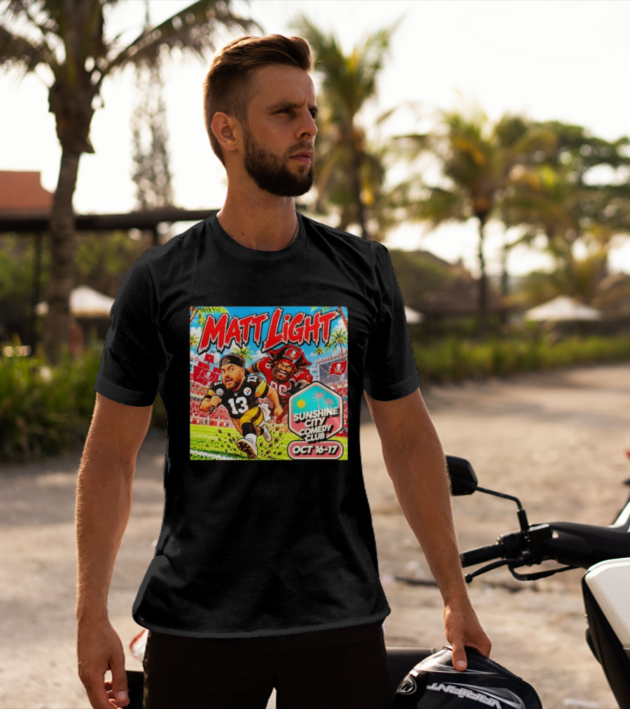 Matt Light Sunshine City Comedy Club Oct 16 17 Pirate Football T-Shirt