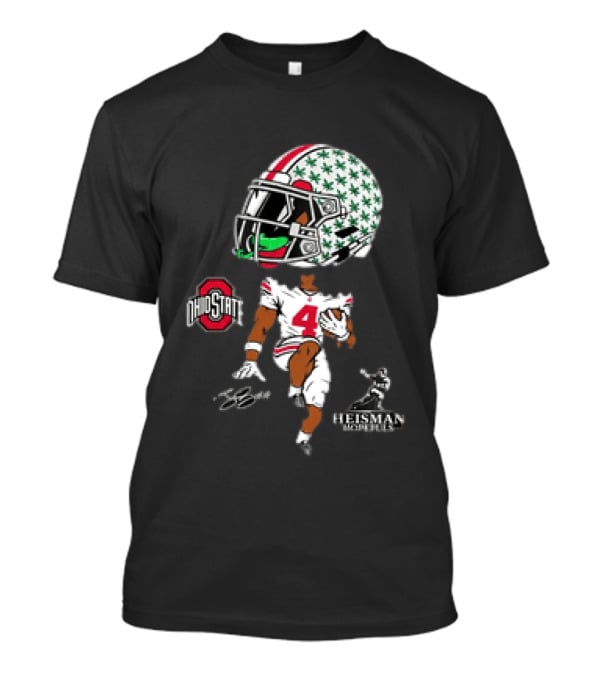 Ohio State Football Jeremiah Smith Heisman Hopeful Ohio State Helmet Player Number 4 T-Shirt