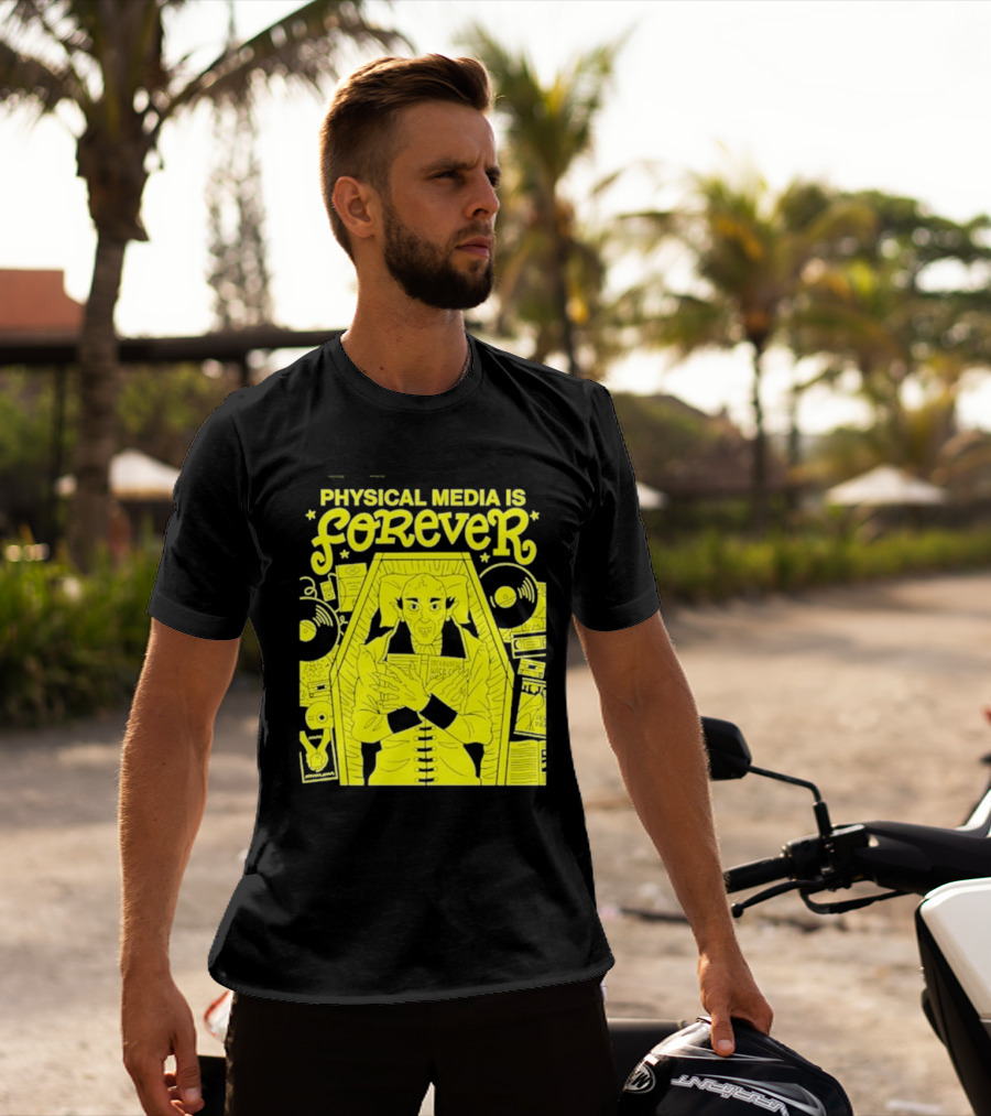Physical Media Is Forever Vampire Coffin Records Tapes Books T-Shirt