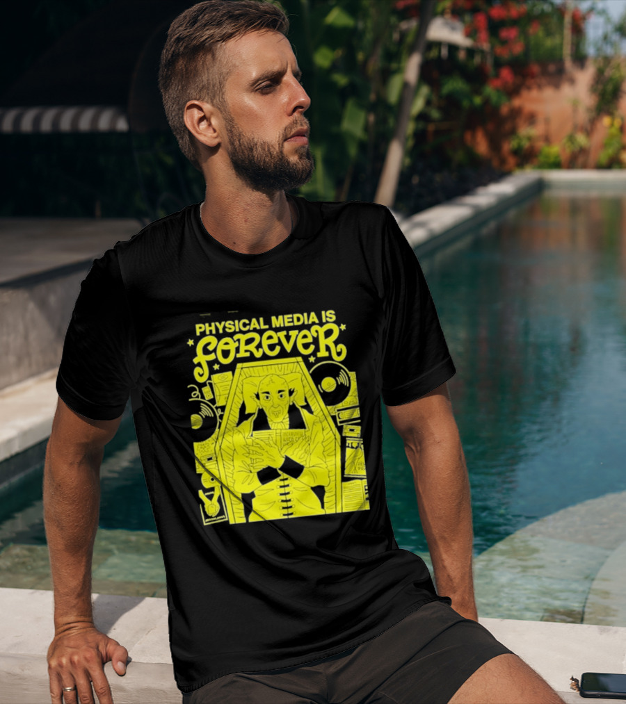 Physical Media Is Forever Vampire Coffin Records Tapes Books T-Shirt