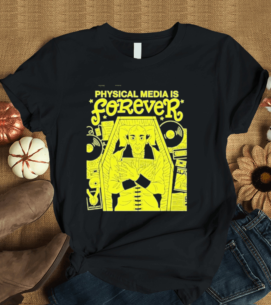 Physical Media Is Forever Vampire Coffin Records Tapes Books T-Shirt