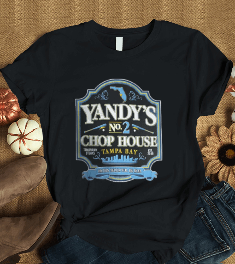 Yandy's No. 2 Chop House Tomahawk Steaks Tampa Bay Est. 2019 Baseball Restaurant T-Shirt