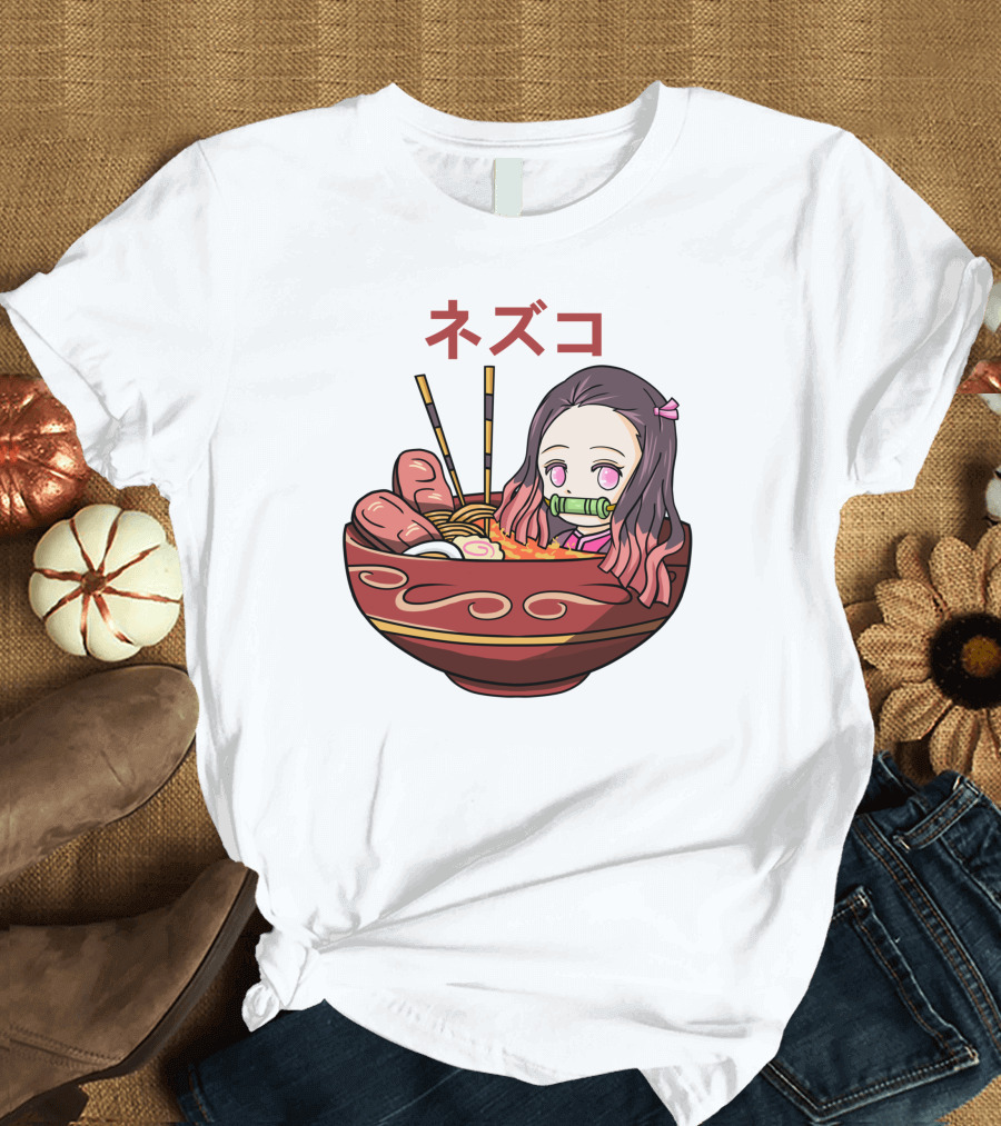 Nezuko Ramen Bowl Kimetsu No Yaiba Demon Slayer Character T-Shirt