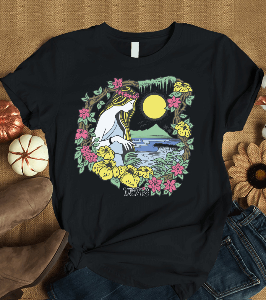 Levis Nature Goddess Tropical Paradise Scene T-Shirt