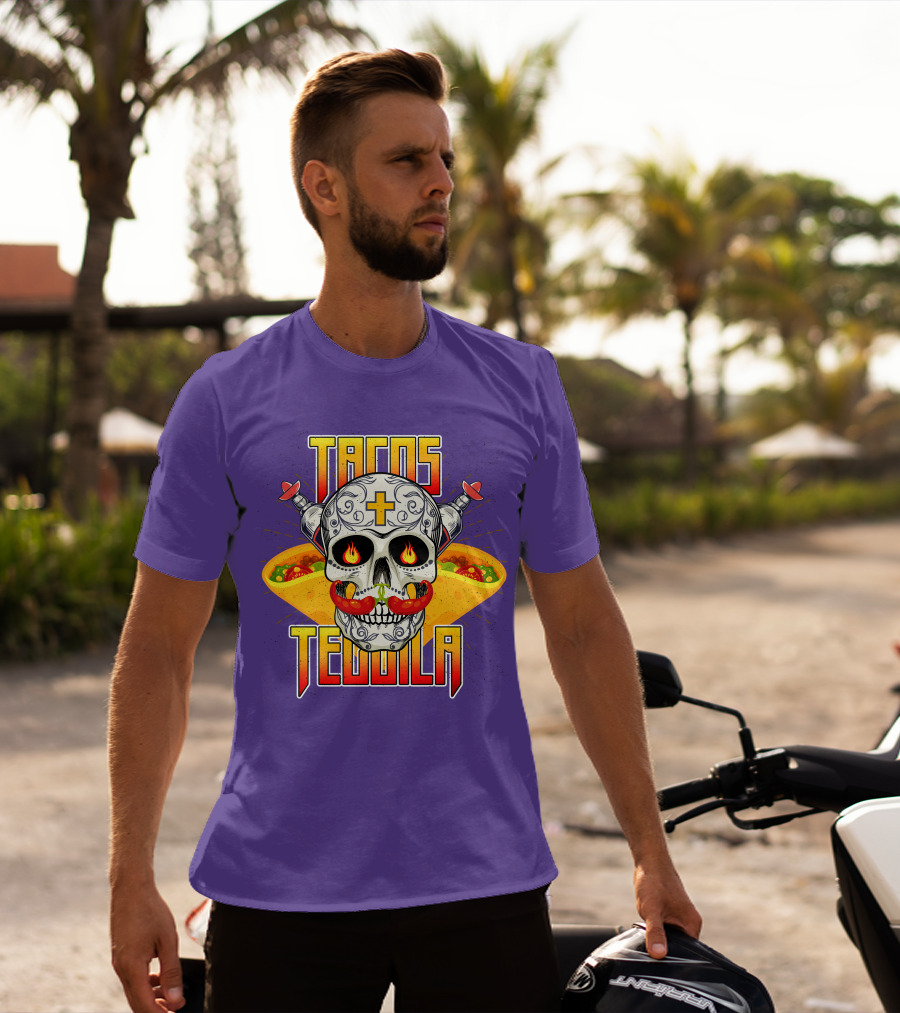 Tacos Tequila Skull Mexican Cuisine Party T-Shirt