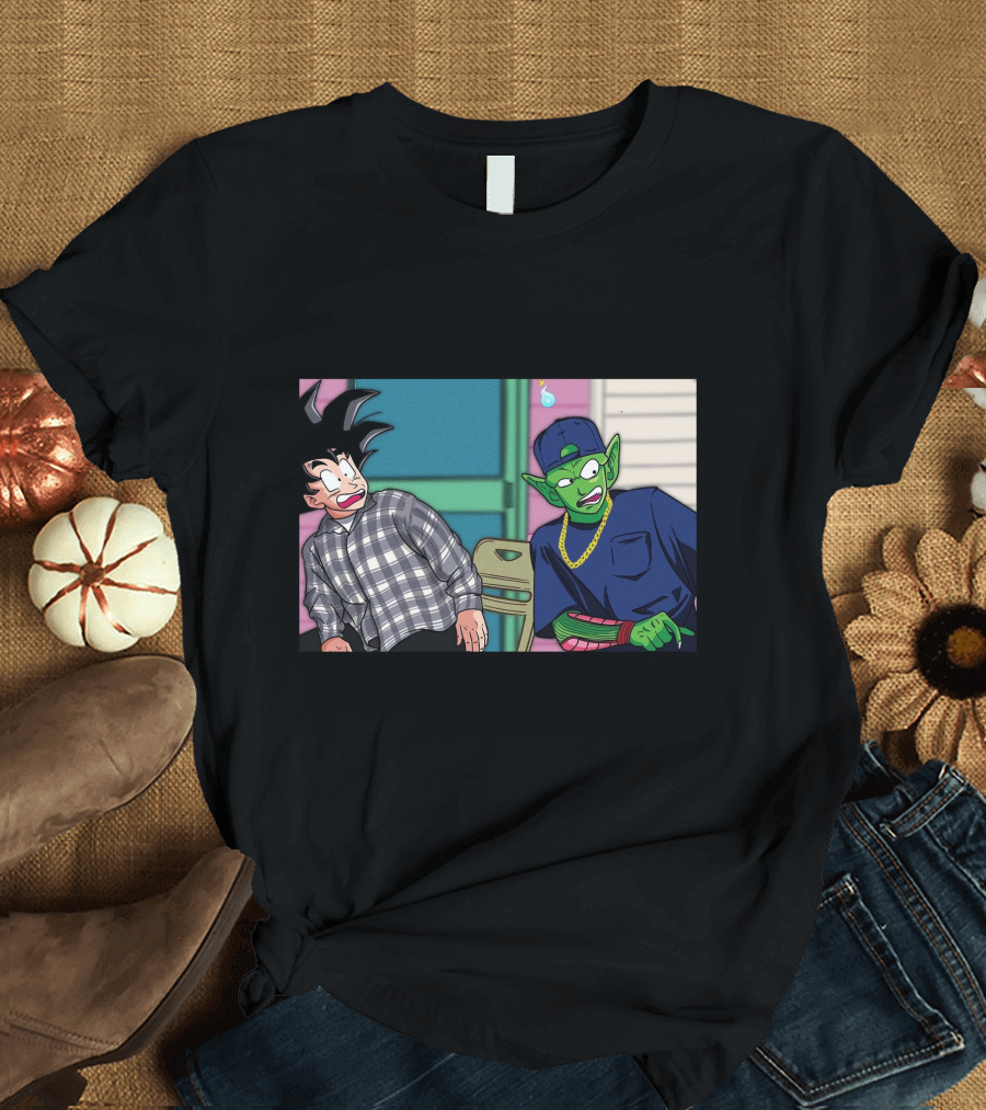 Goku And Piccolo Damn Friday Crossover Plaid Shirt Gold Chain Hat T-Shirt