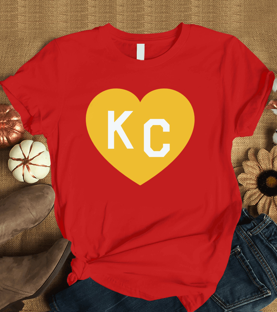 Mishacollinscloset Charlie Hustle Red and Gold KC Heart T-Shirt