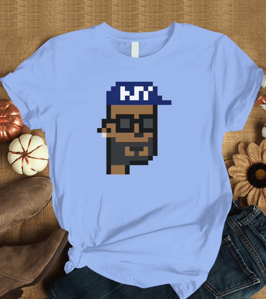 Open Sea Store Citipunk 0003 Julia NFT Pixel Art Character with Blue Cap and Glasses T-Shirt