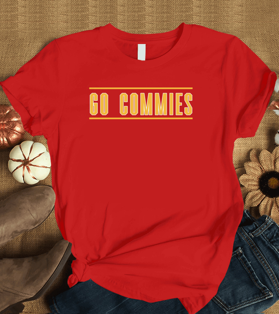 Go Commies Yellow Text on Red T-Shirt