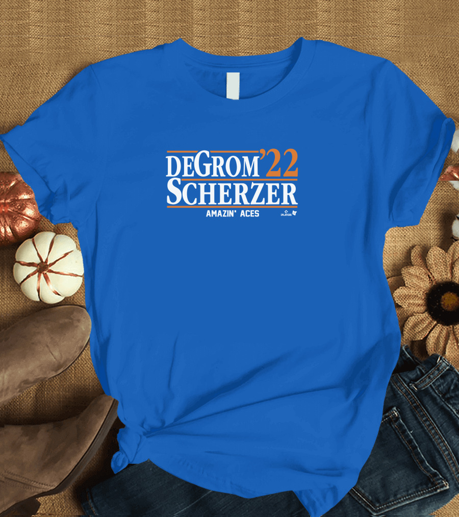 DeGrom Scherzer '22 Amazin' Aces Players Blue T-Shirt
