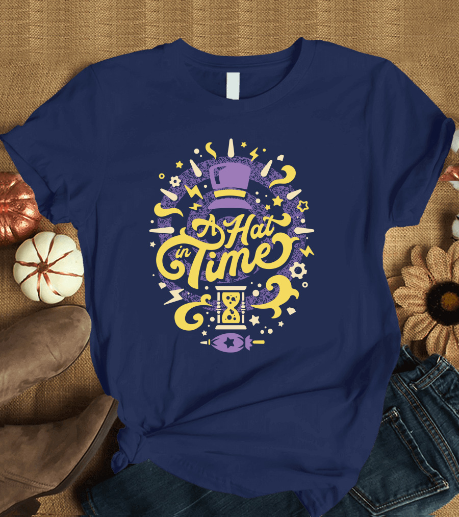 A Hat in Time Fangamer Merch Purple and Yellow Design with Hat and Hourglass T-Shirt