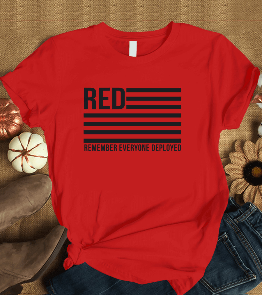 Karma Girl RED Remember Everyone Deployed USA Flag T-Shirt
