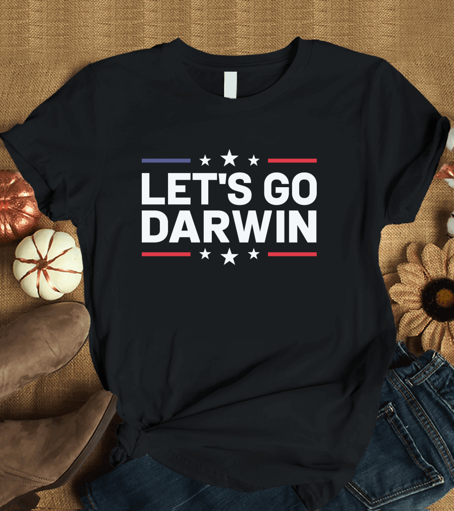Chuckwestover Let's Go Darwin Stars Red White Blue T-Shirt