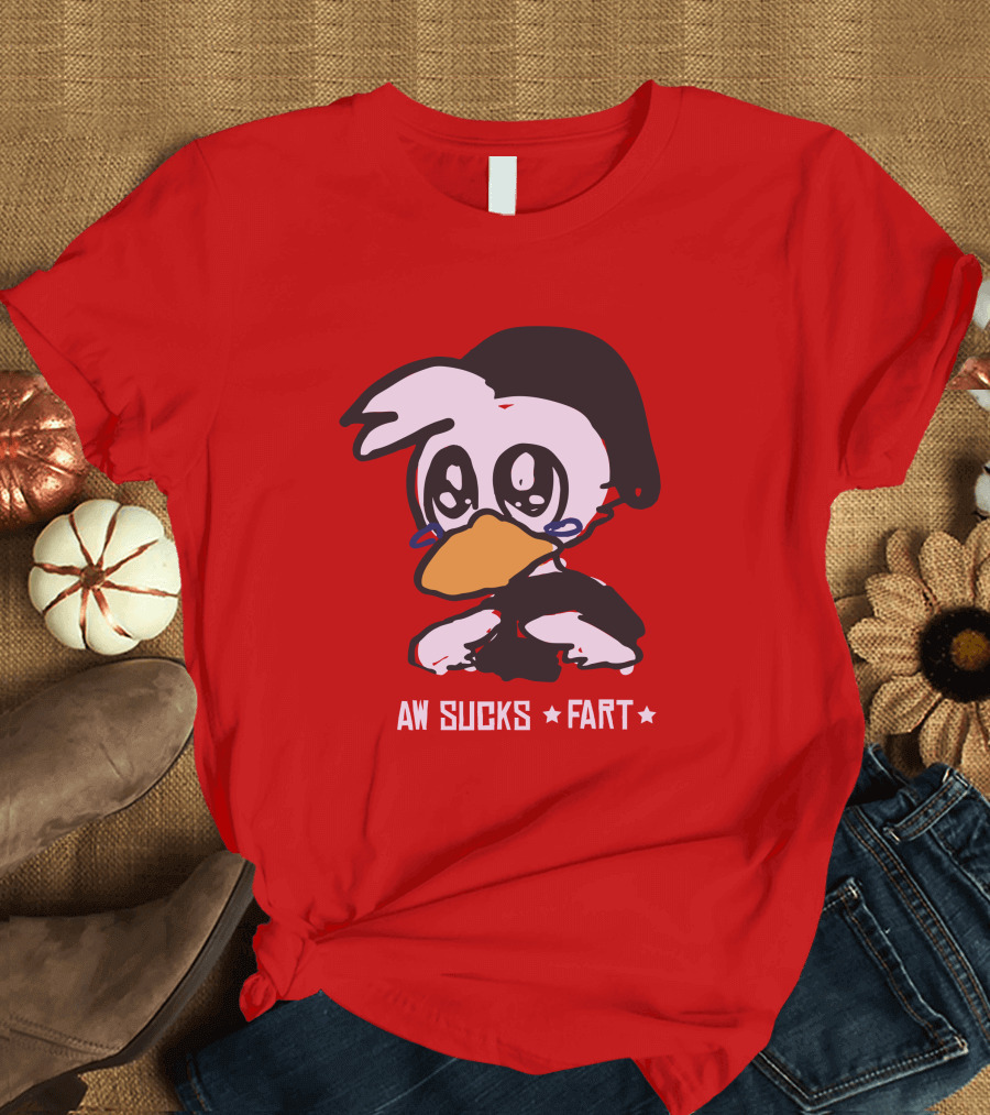 Aw Sucks Fart Crying Duck Cartoon T-Shirt
