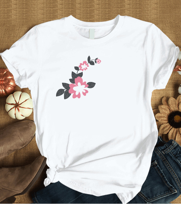 T-Shirt: Jonaabug Marinette Pink and Black Flower T-Shirt Jonaabug Marinette Pink and Black Flower T-Shirt
