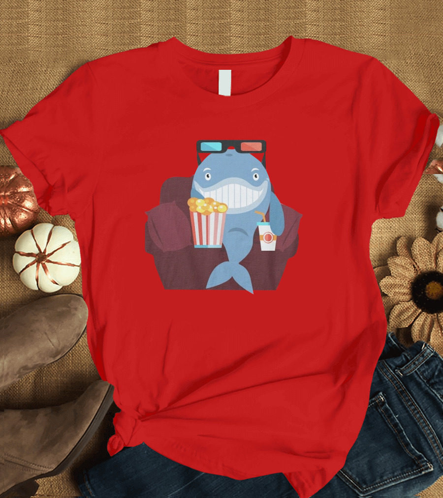 Pete G Whales Popcorn 3D Glasses Cinema T-Shirt