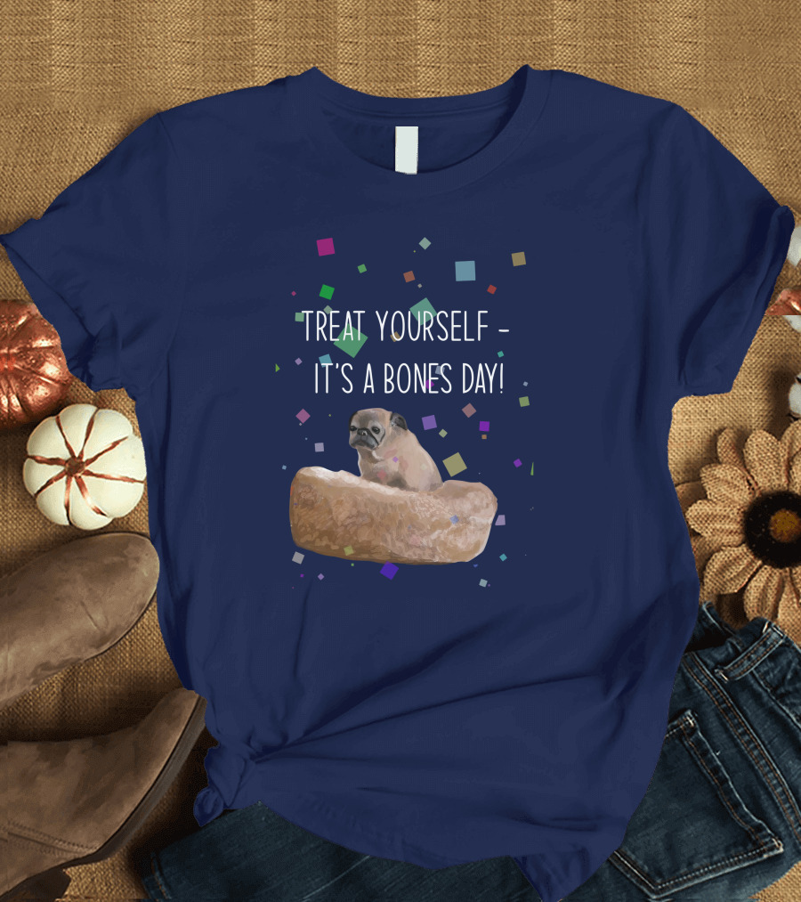 Treat Yourself It's A Bones Day NoodleThreadless Pug Confetti T-Shirt
