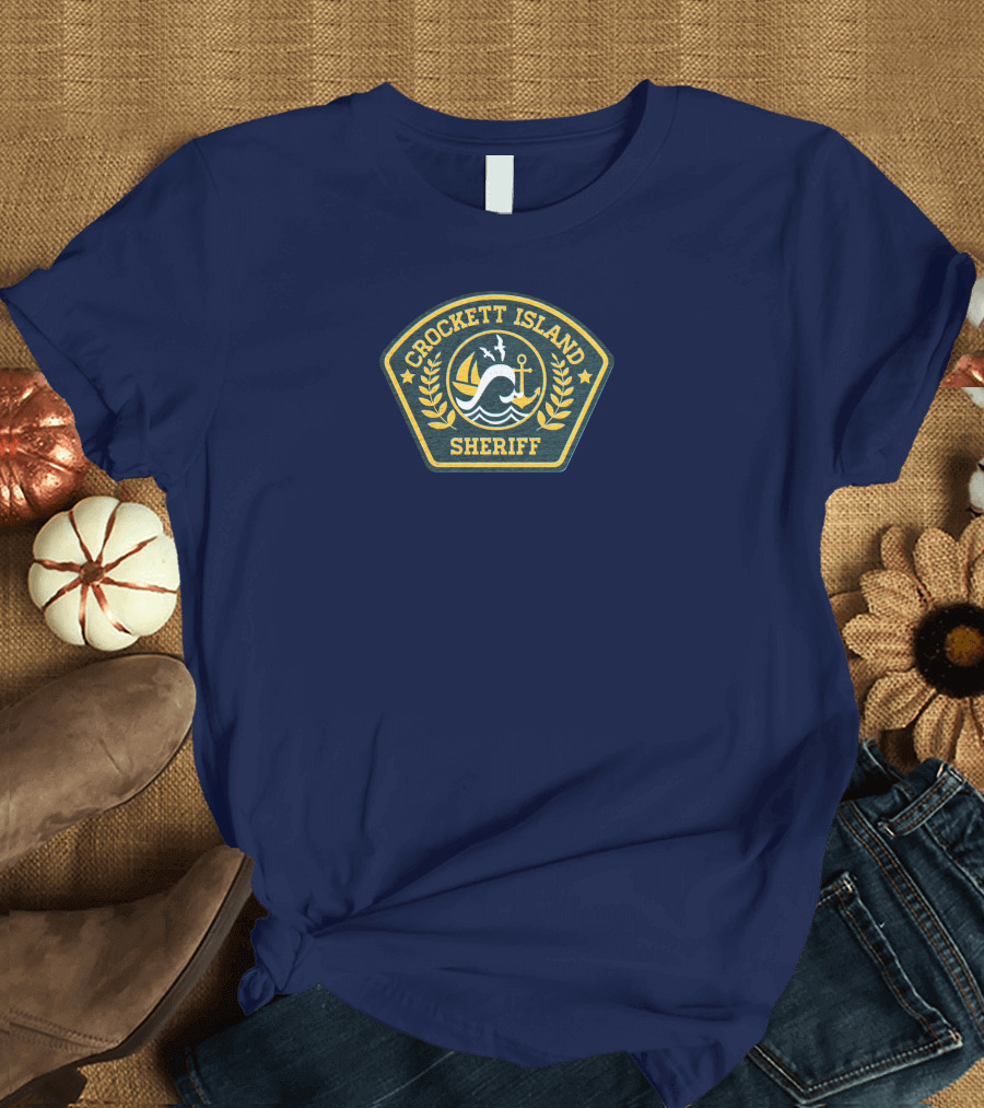 Crockett Island Sheriff Badge by Kevin McDermott Ocean Anchor Wave Emblem T-Shirt